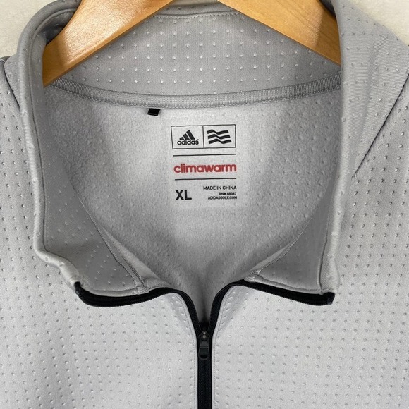 Men's Adidas Golf Climawarm 1/4 Zip Debossed Pullover Sweatshirt in Gray-XL - Picture 3 of 7